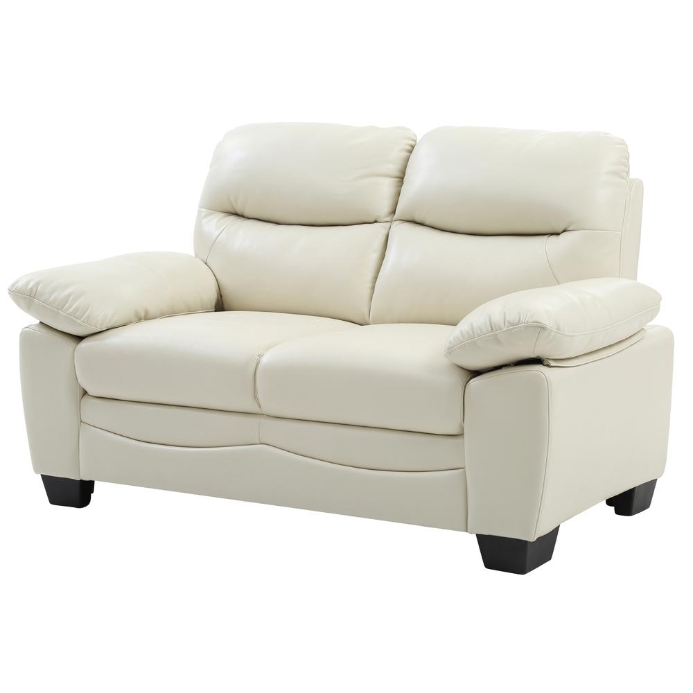 Marta 59 in. W Flared Arm Faux Leather Straight Sofa in Pearl. Picture 2