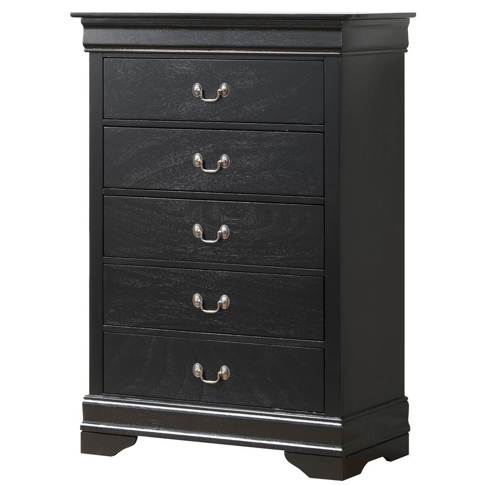 Louis Phillipe Black 5 Drawer Chest of Drawers (33 in L. X 18 in W. X 48 in H.). Picture 1