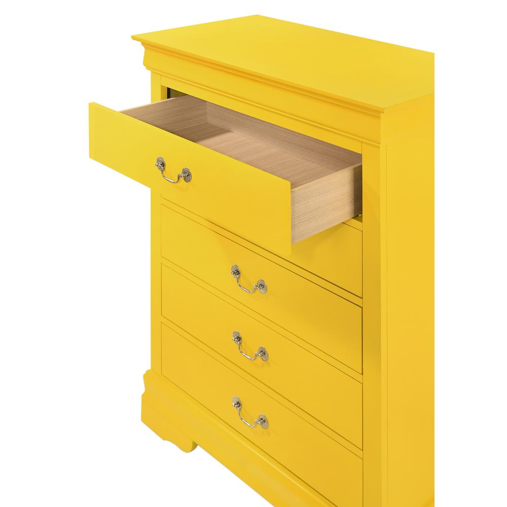 Louis Phillipe II Yellow 5 Drawer Chest of Drawers (31 in L. X 16 in W. X 48 in H.). Picture 3