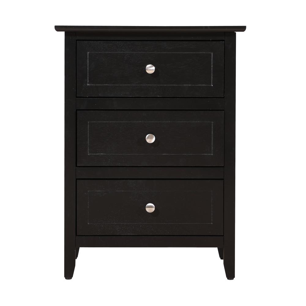 Daniel 3-Drawer Black Nightstand (25 in. H x 15 in. W x 19 in. D). Picture 1