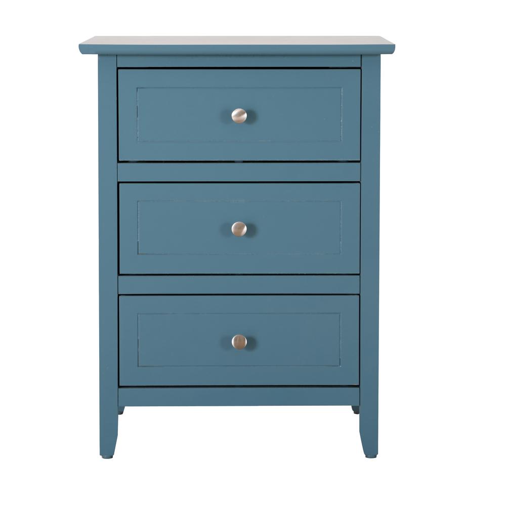 Daniel 3-Drawer Teal Nightstand (25 in. H x 15 in. W x 19 in. D). Picture 1