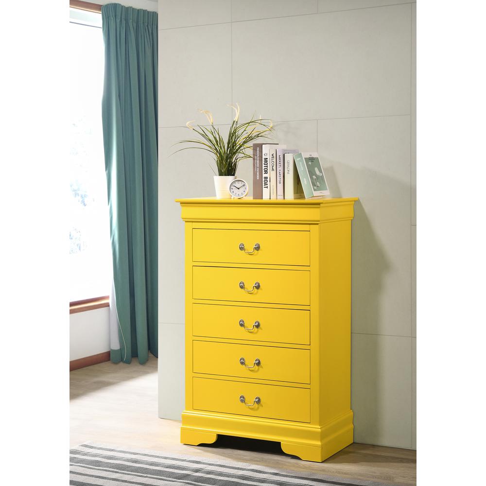 Louis Phillipe II Yellow 5 Drawer Chest of Drawers (31 in L. X 16 in W. X 48 in H.). Picture 5