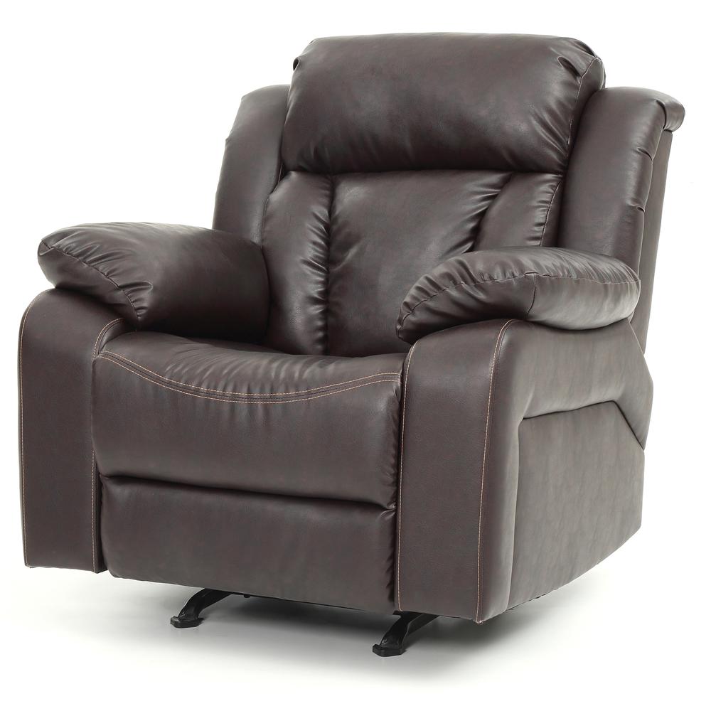 Daria Dark Brown Faux Leather Upholstery Reclining Chair. Picture 3