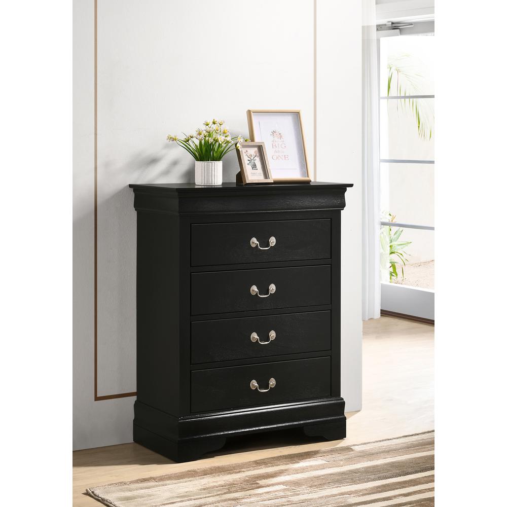 Louis Phillipe Black 4 Drawer Chest of Drawers (31 in L. X 16 in W. X 41 in H.). Picture 5