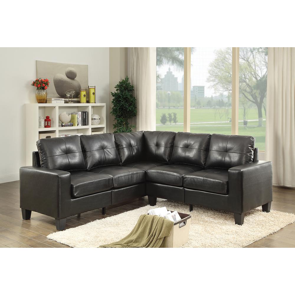 Newbury 82 in. W 2-piece Faux Leather L Shape Sectional Sofa in Black. Picture 4