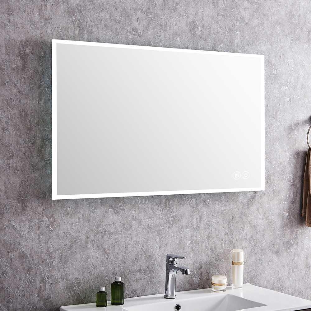 Huron 48 in. W x 32 in. H Rectangular Frameless Anti-Fog Wall Bathroom LED Vanity Mirror in Silver. Picture 8