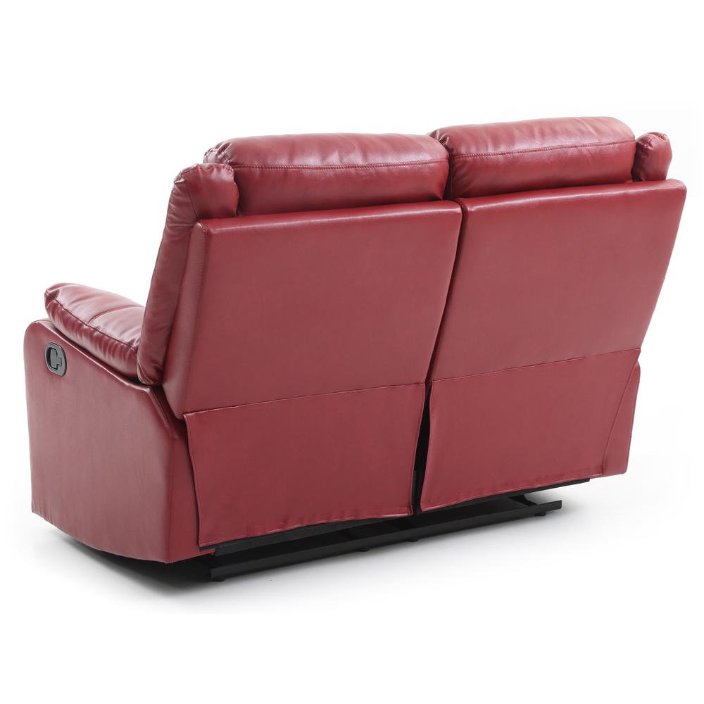 Ward 55 in. Red Faux leather 2-Seater Reclining Sofa with Pillow Top Arm. Picture 3