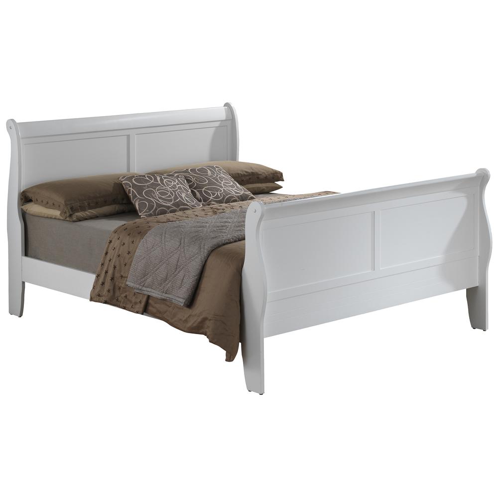 Louis Philippe White Queen Sleigh Bed with High Footboard. Picture 1