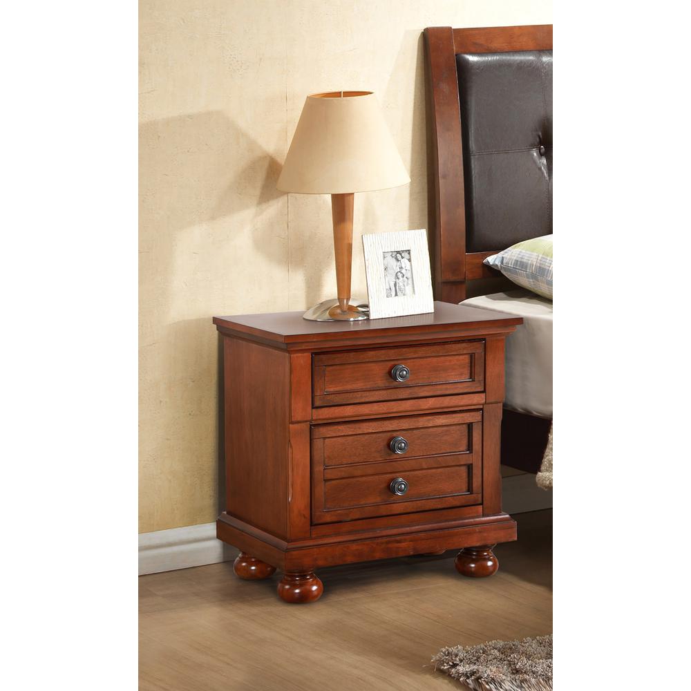 Meade 2-Drawer Cherry Nightstand (28 in. H x 18.5 in. W x 26 in. D). Picture 5