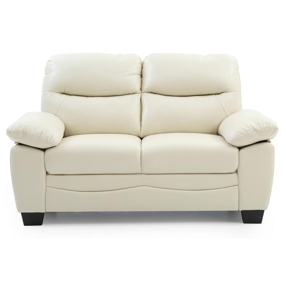 Marta 59 in. W Flared Arm Faux Leather Straight Sofa in Pearl. Picture 1