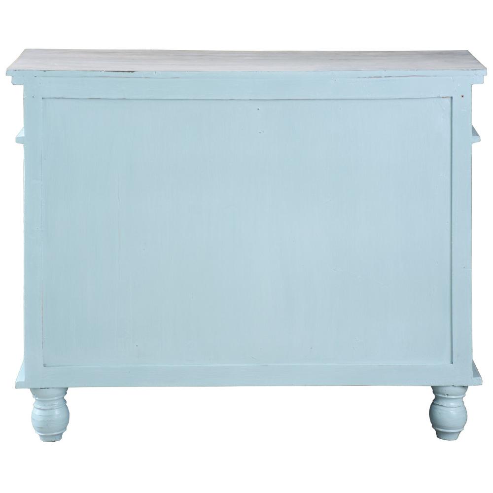 Shabby Chic Cottage Sky Blue and Lime Wash Accent Cabinet with 2 Doors and 2 Drawers. Picture 3