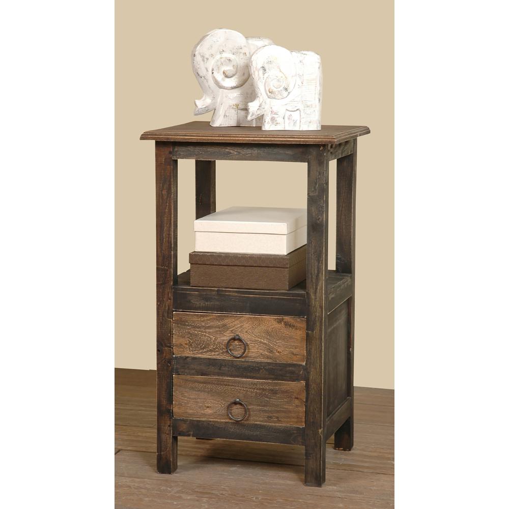 Shabby Chic Cottage 15.8 in. Blackwash and Raftwood Brown Square Solid Wood End Table. Picture 4