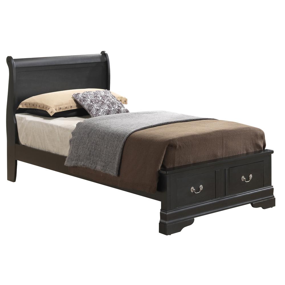 Louis Philippe Black Twin Storage Sleigh Bed. Picture 2