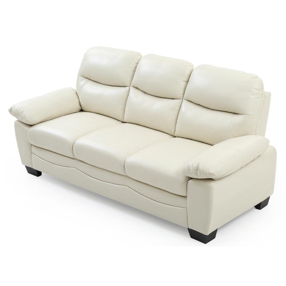Marta 78 in. W Flared Arm Faux Leather Straight Sofa in Pearl. Picture 3