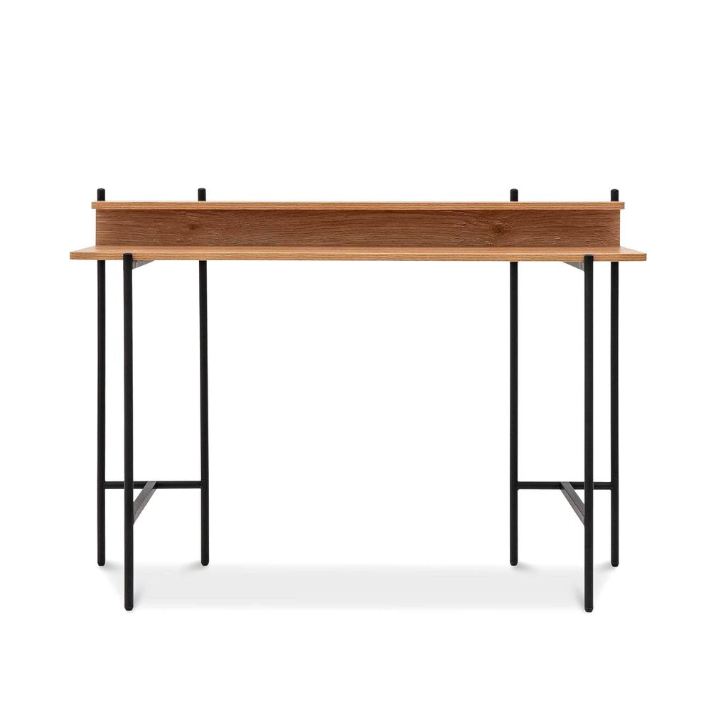 Querencia 34"H Study / Writing Desk with Acacia Top and Steel Legs, QR-006W12. Picture 1