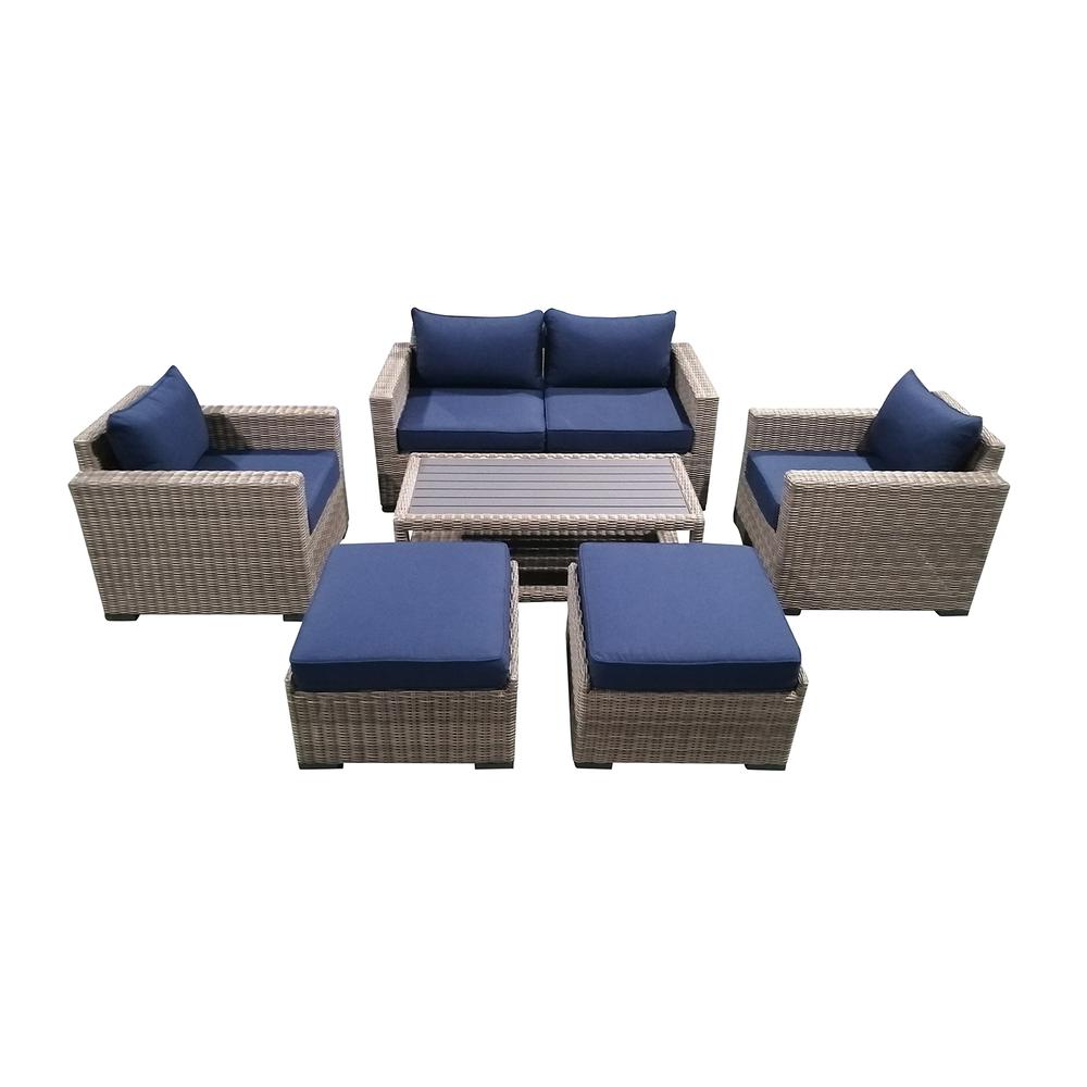 7-Piece Outdoor Patio Furniture Set Wicker Rattan Sectional Sofa & Couch with Coffee Table, CS-W12. Picture 1