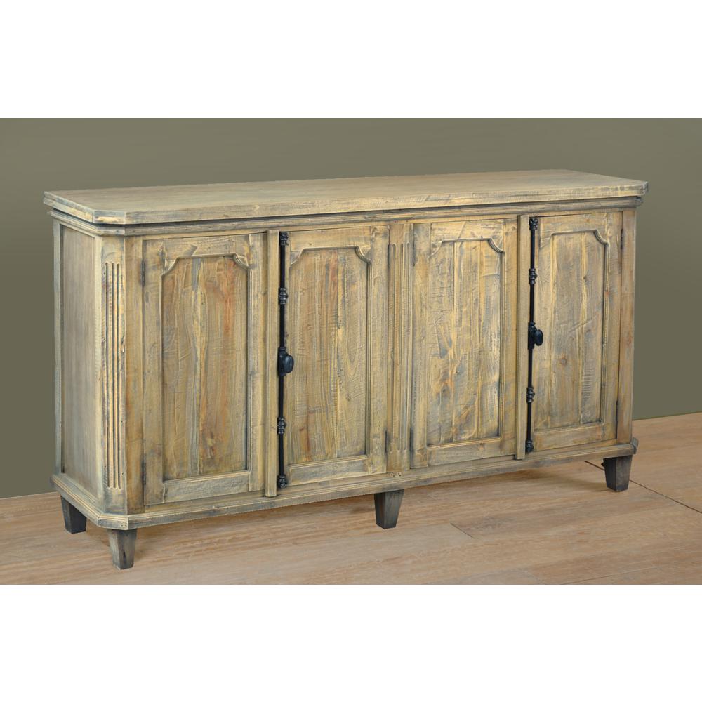 Shabby Chic Cottage 71 in. Driftwood Brown Solid Wood Buffet with Panel Door. Picture 8