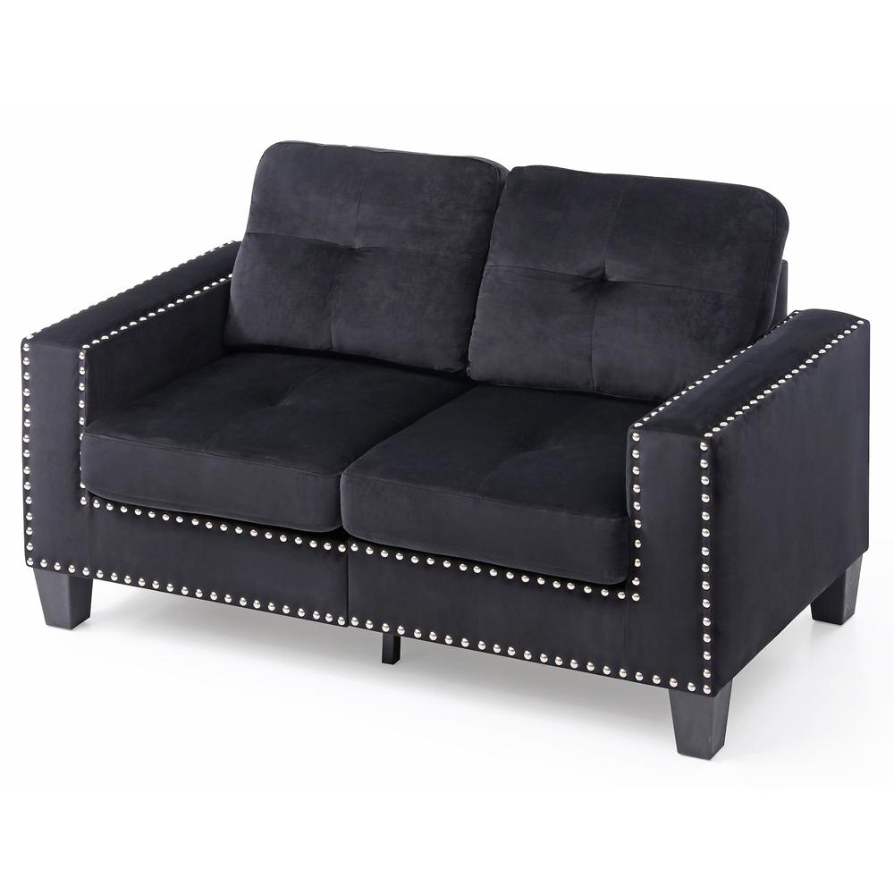Newbury 82 in. W 2-piece Polyester Twill L Shape Sectional Sofa in Black. Picture 1