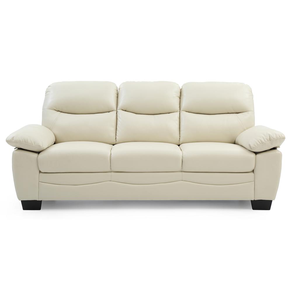 Marta 78 in. W Flared Arm Faux Leather Straight Sofa in Pearl. Picture 1