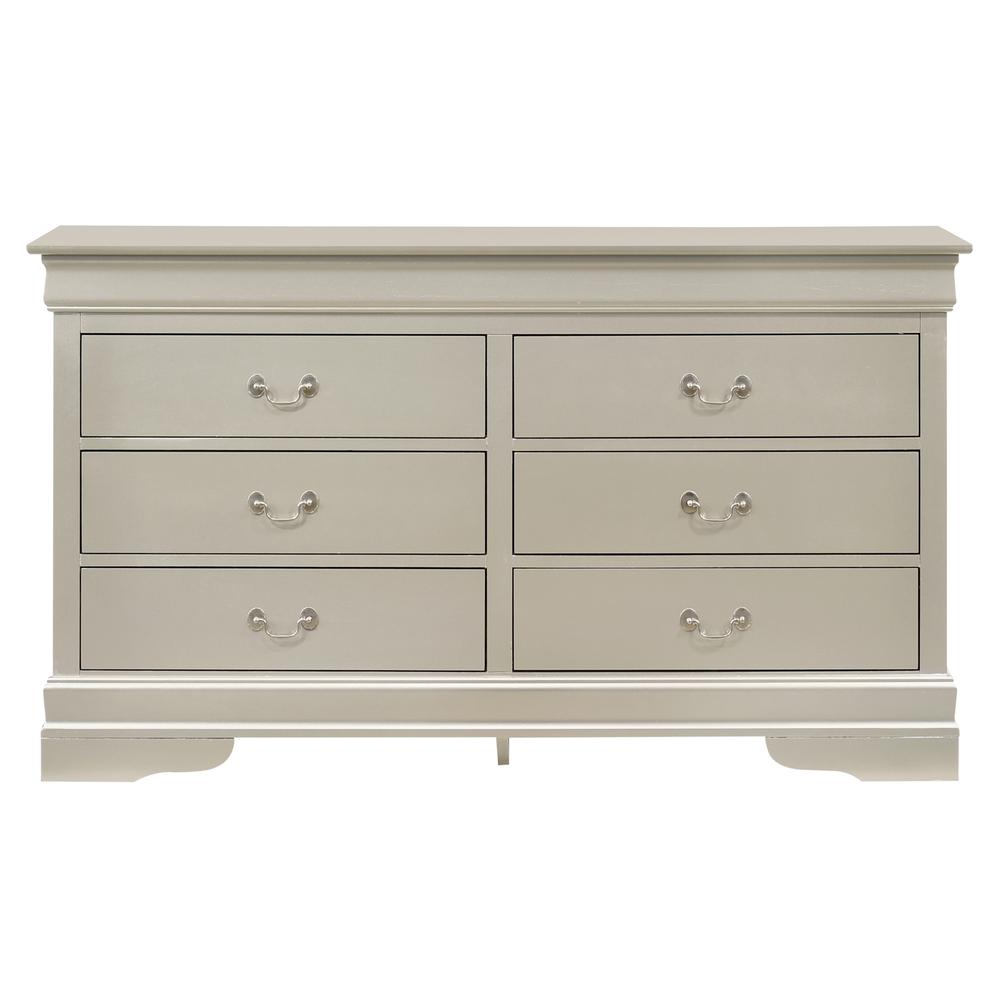 Louis Phillipe 2 6-Drawer Silver Champagne Dresser (33 in. X 16 in. X 57 in.). Picture 1