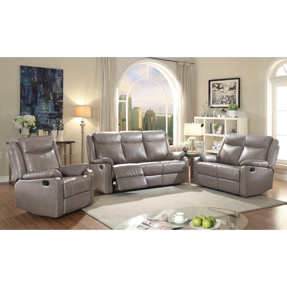 Ward 55 in. Gray Faux leather 2-Seater Reclining Sofa with Pillow Top Arm. Picture 5
