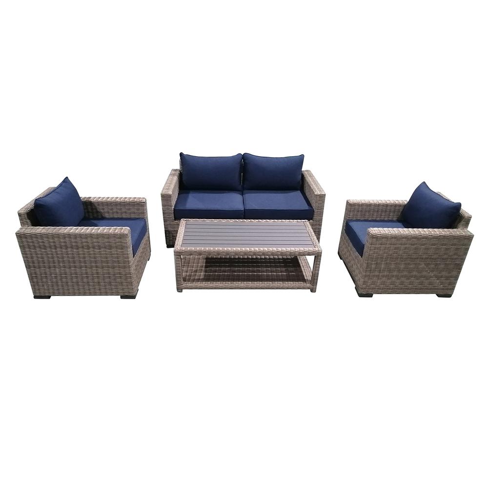 5-Piece Outdoor Patio Furniture Set Wicker Rattan Sectional Sofa & Couch with Coffee Table, CS-W11. Picture 1