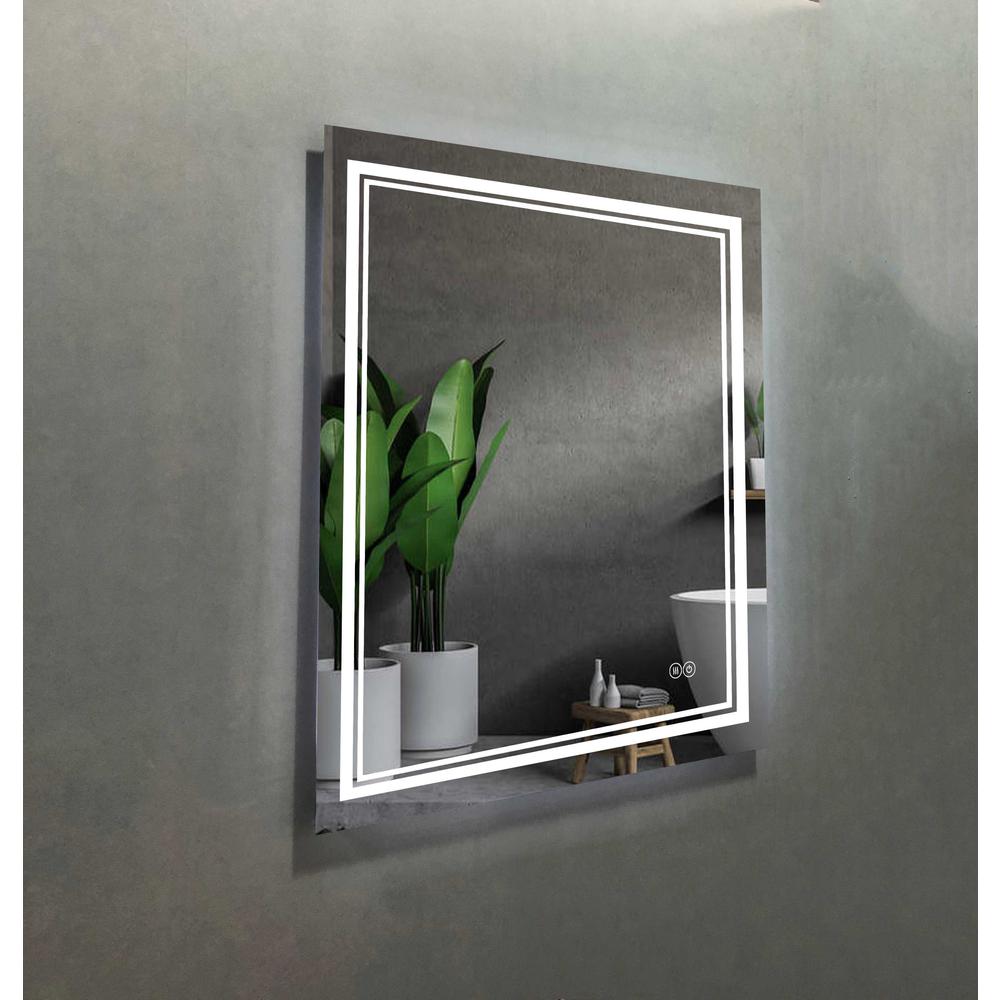 30 in. W x 36 in. H Rectangular Frameless Anti-Fog Wall Bathroom LED Vanity Mirror in Silver. Picture 8