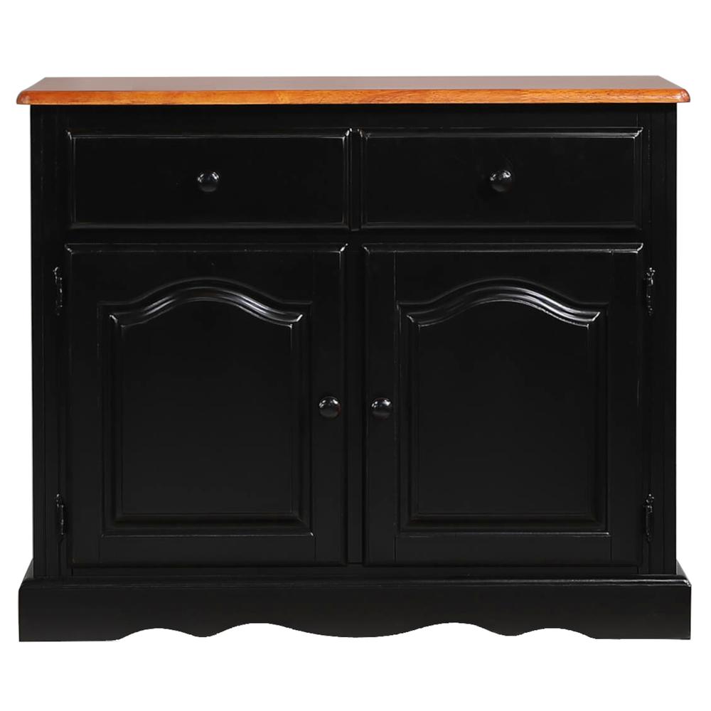 Black Cherry Selections Distressed Antique Black with Cherry Buffet with Solid Wood and Drawer. Picture 1