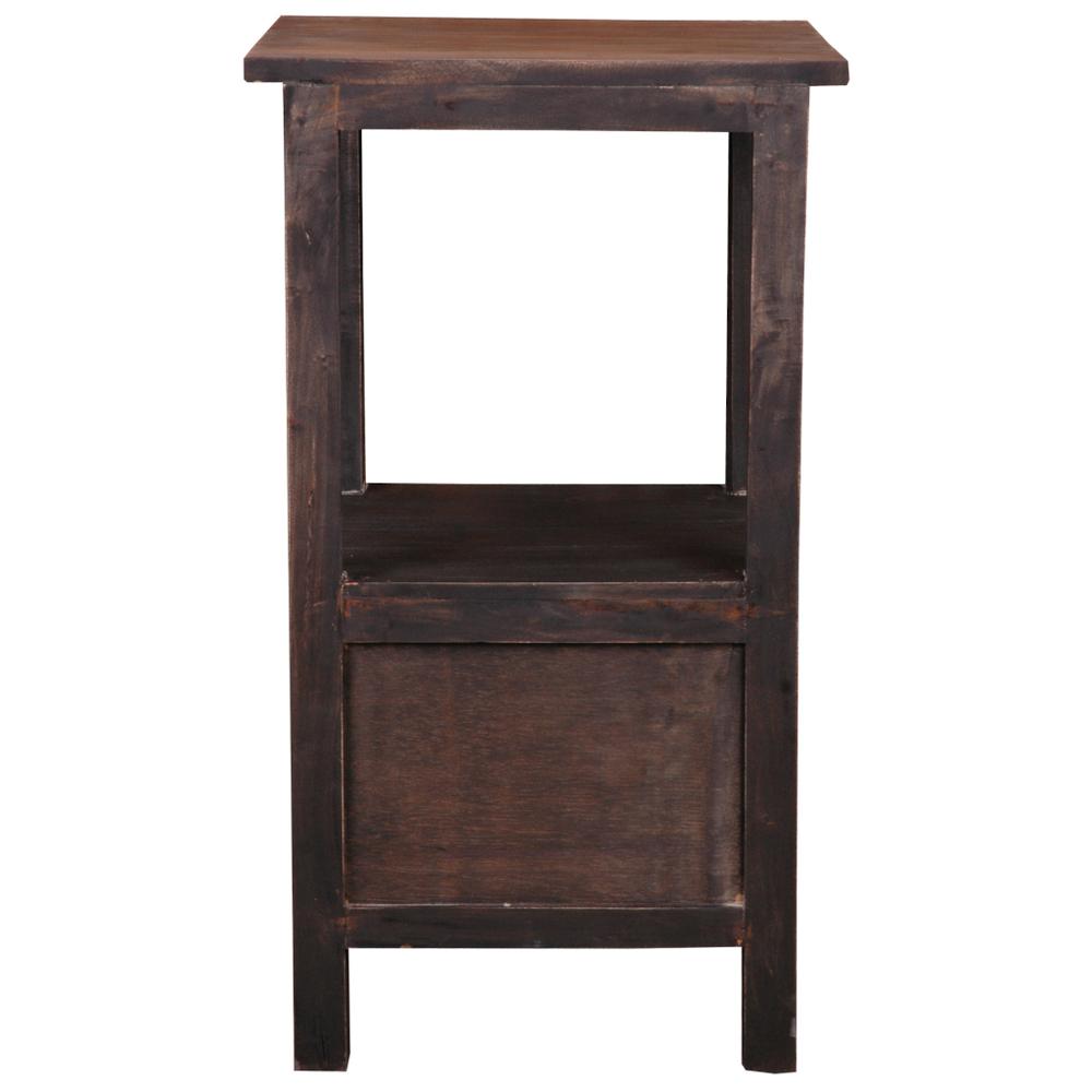 Shabby Chic Cottage 15.8 in. Blackwash and Raftwood Brown Square Solid Wood End Table. Picture 3
