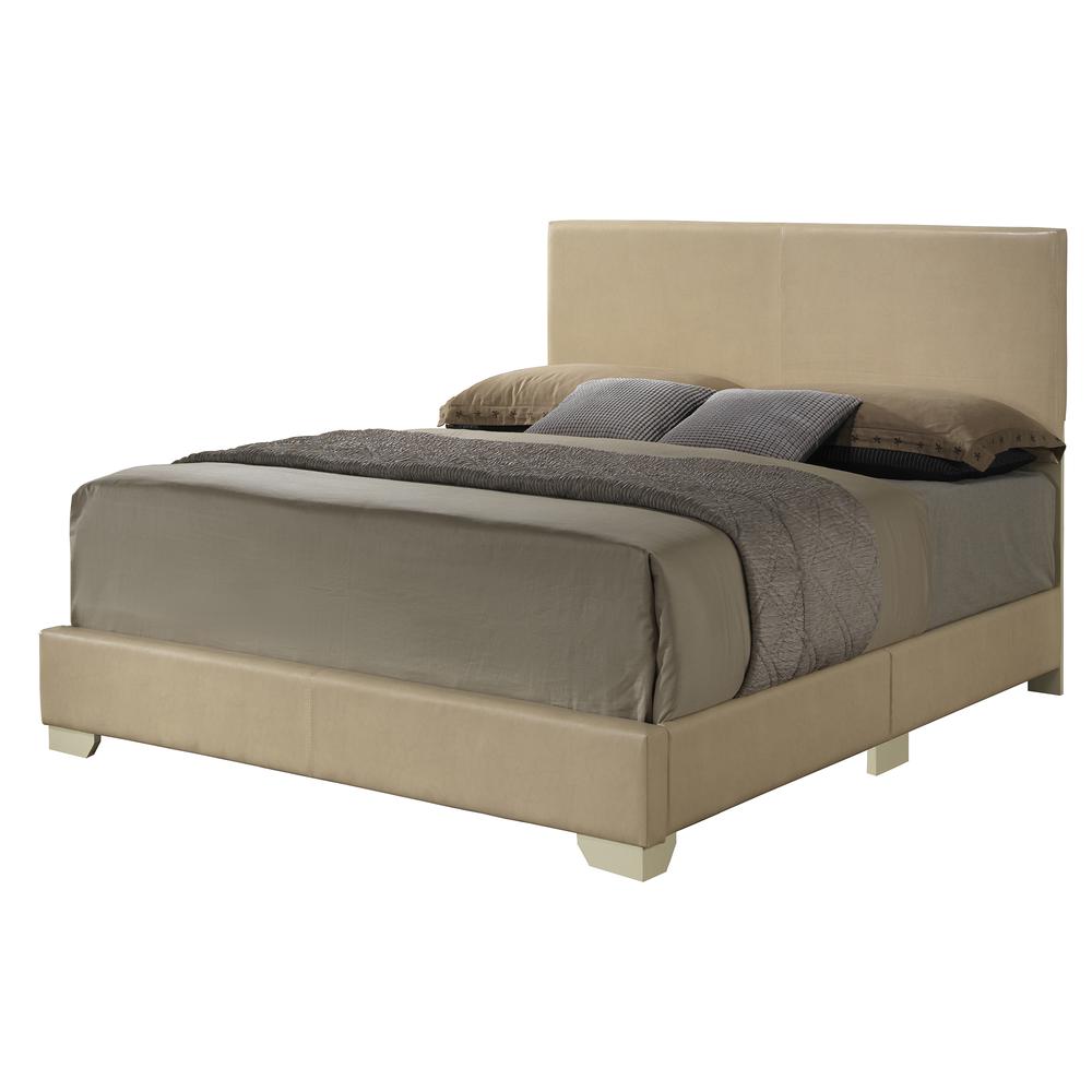 Aaron Beige Upholstered Full Panel Bed. Picture 1