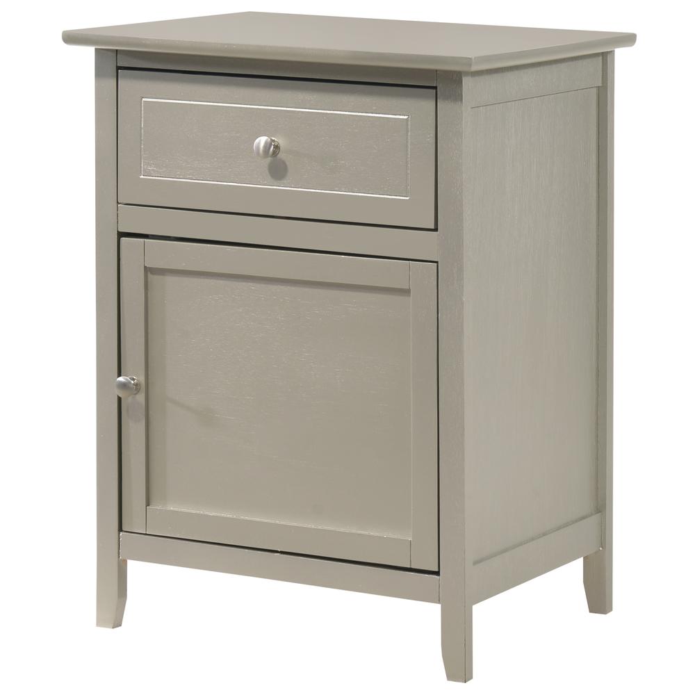 Lzzy 1-Drawer Silver Champagne Nightstand (25 in. H x 15 in. W x 19 in. D). Picture 2