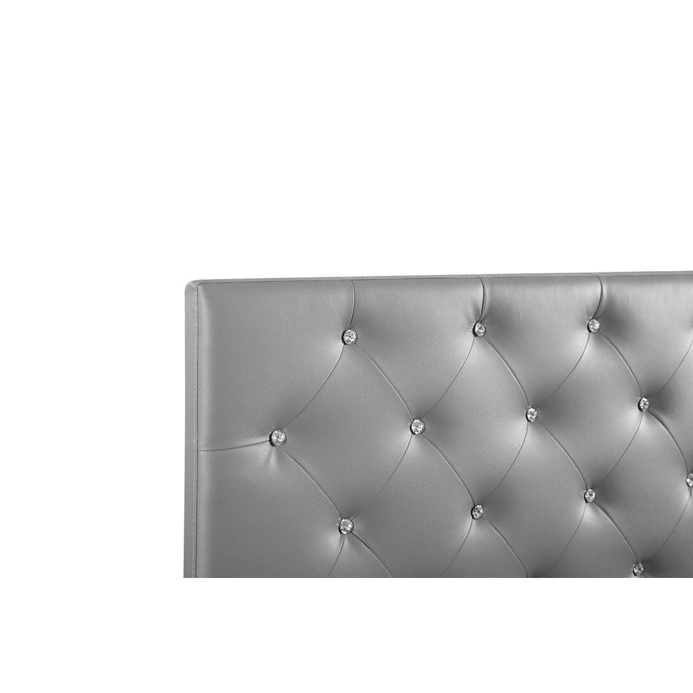 Super Nova Light Grey Queen Upholstered Tufted Panel Headboard. Picture 5