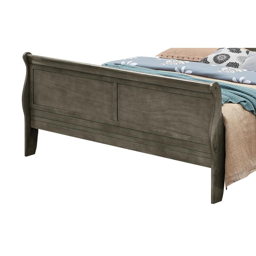 Louis Philippe Gray King Sleigh Wood Bed with High Footboard. Picture 4