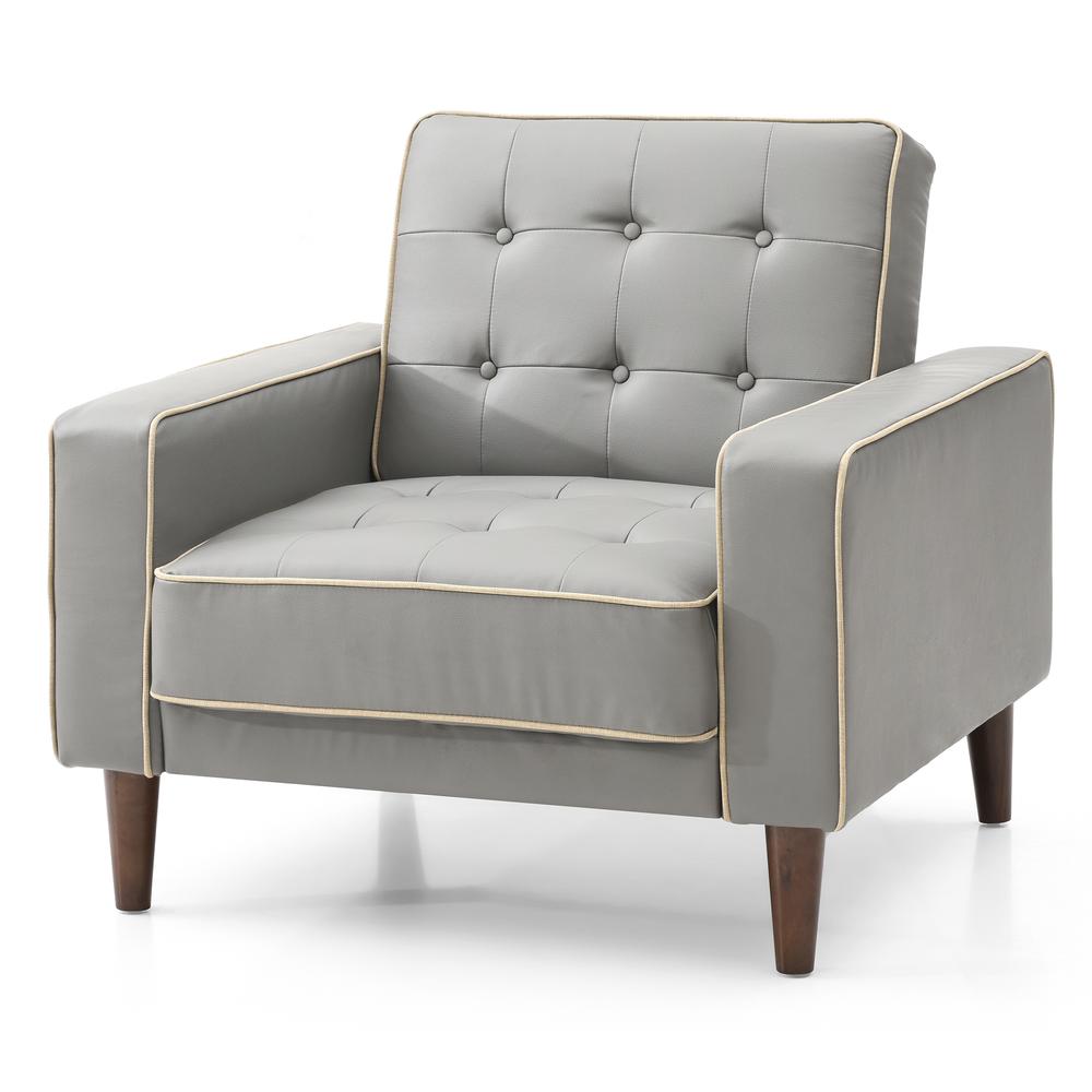 Andrews Gray Tufted Accent Chair. Picture 2