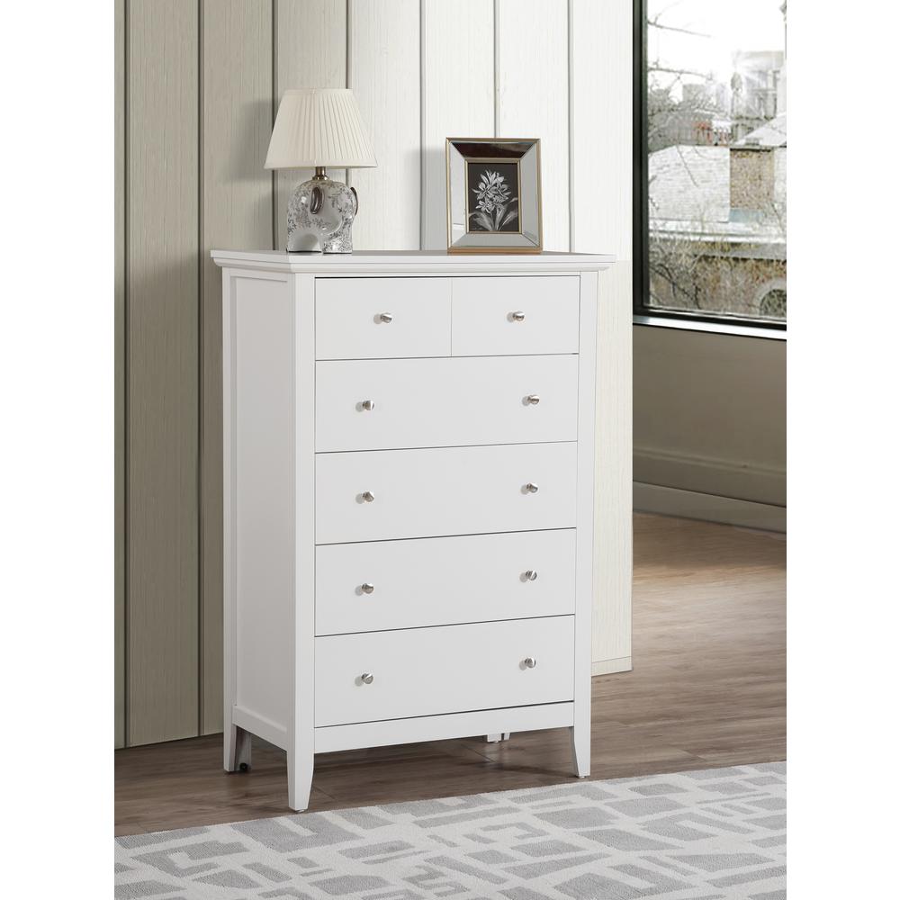 Hammond White 5 Drawer Chest of Drawers (32 in L. X 18 in W. X 48 in H.). Picture 7