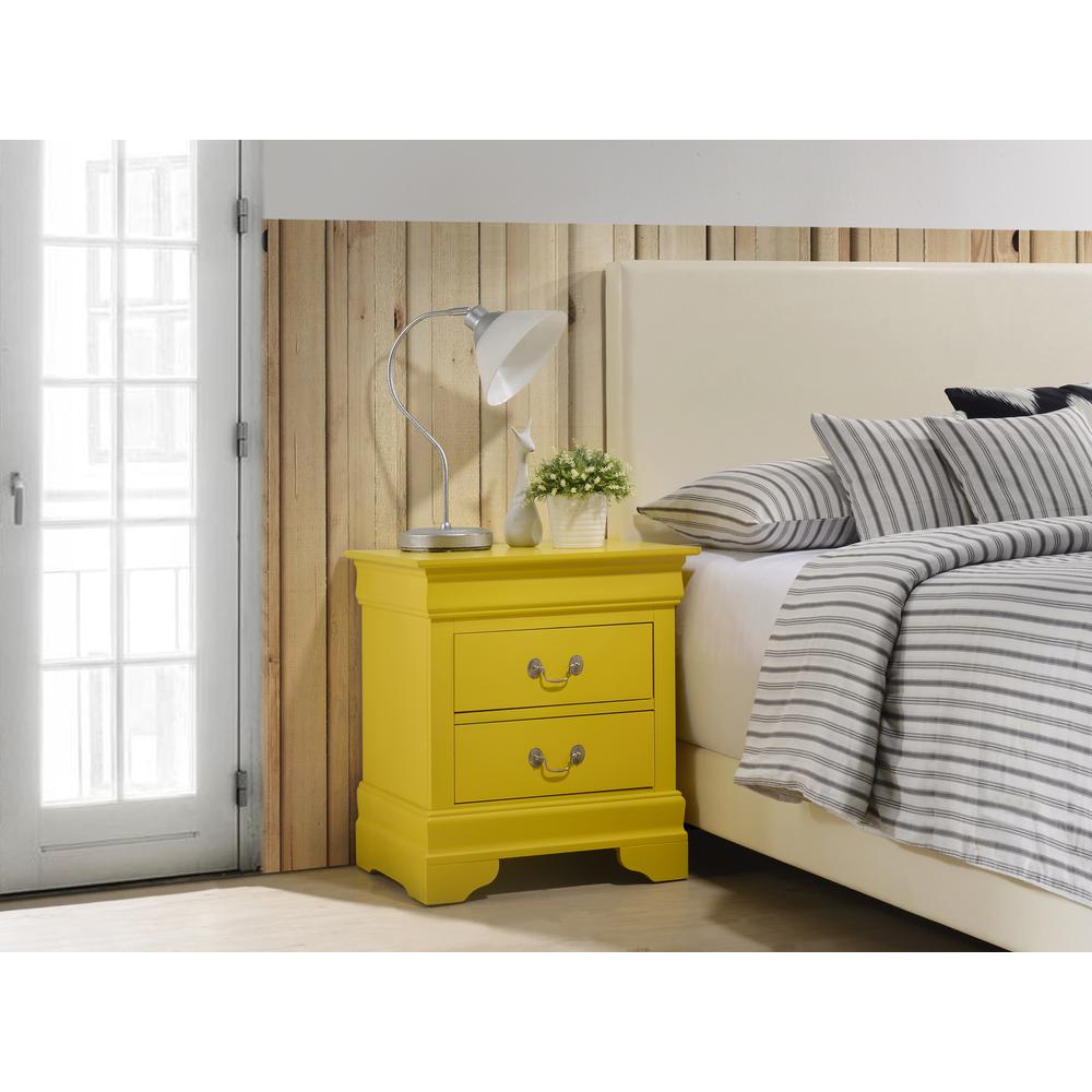 Louis Philippe 2-Drawer Yellow Nightstand (24 in. H X 22 in. W X 16 in. D). Picture 5