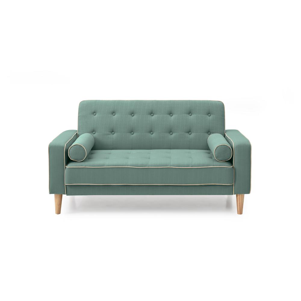 Andrews 60 in. W Flared Arm Polyester Straight Sofa in Teal. Picture 1