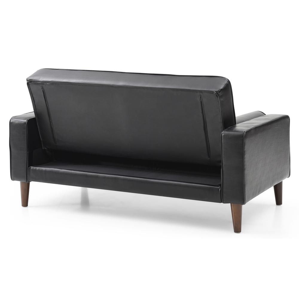 Andrews 60 in. W Flared Arm Faux Leather Straight Sofa in Black. Picture 4