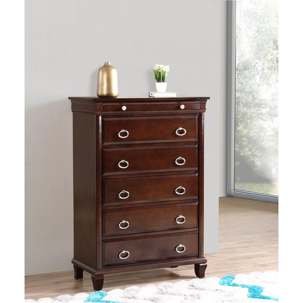 Triton Cappuccino 6-Drawer Chest of Drawers (36 in. L X 17 in. W X 53 in. H). Picture 7