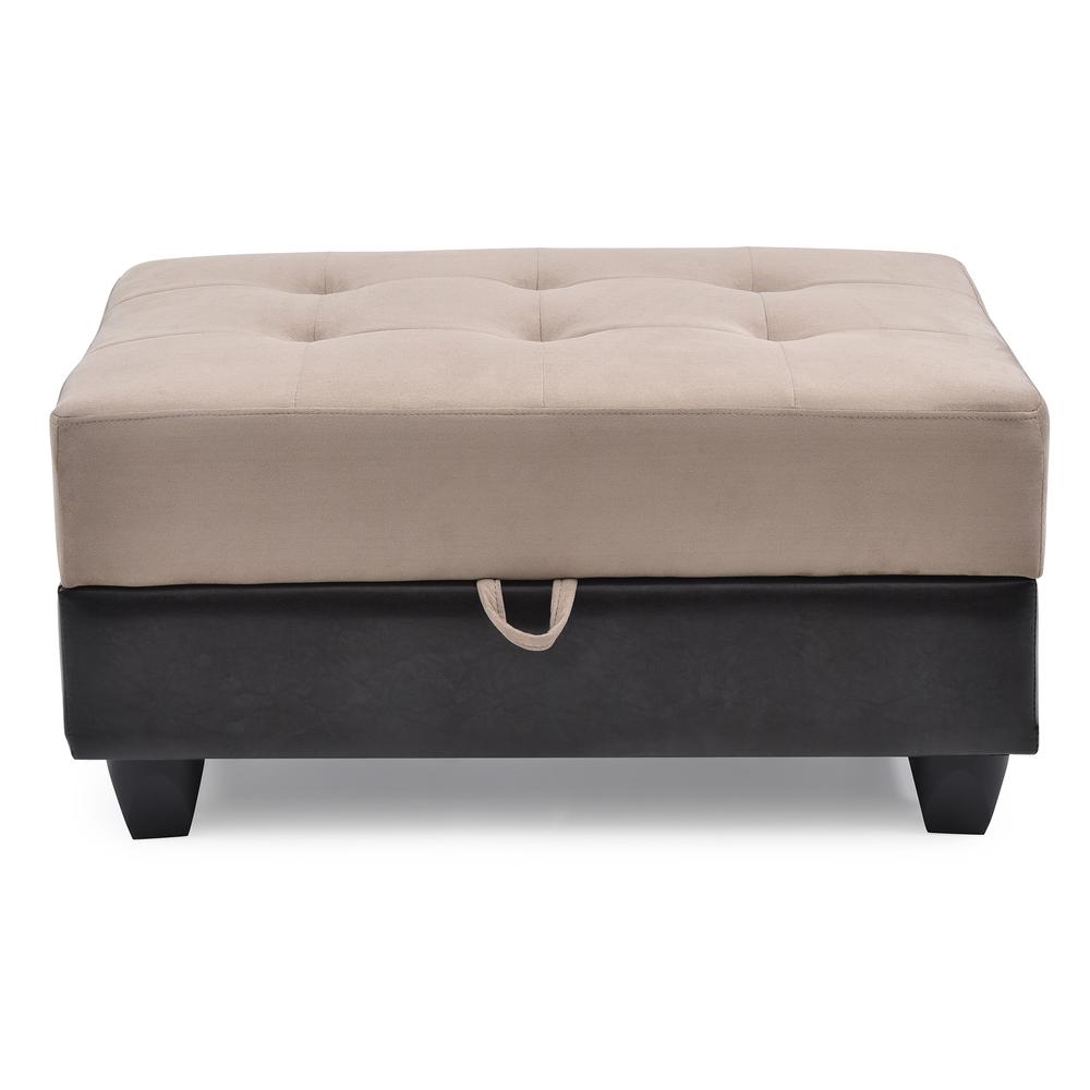 Gallant Mocha and Black Microfiber Upholstered Storage Ottoman. Picture 1