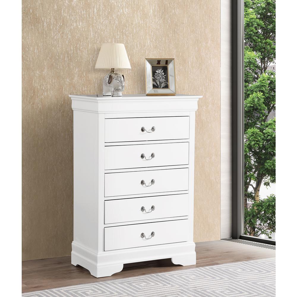 Louis Phillipe White 5 Drawer Chest of Drawers (33 in L. X 18 in W. X 48 in H.). Picture 7