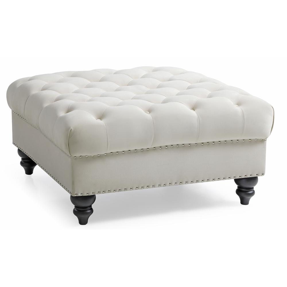 Nola Ivory Tufted Ottoman. Picture 2