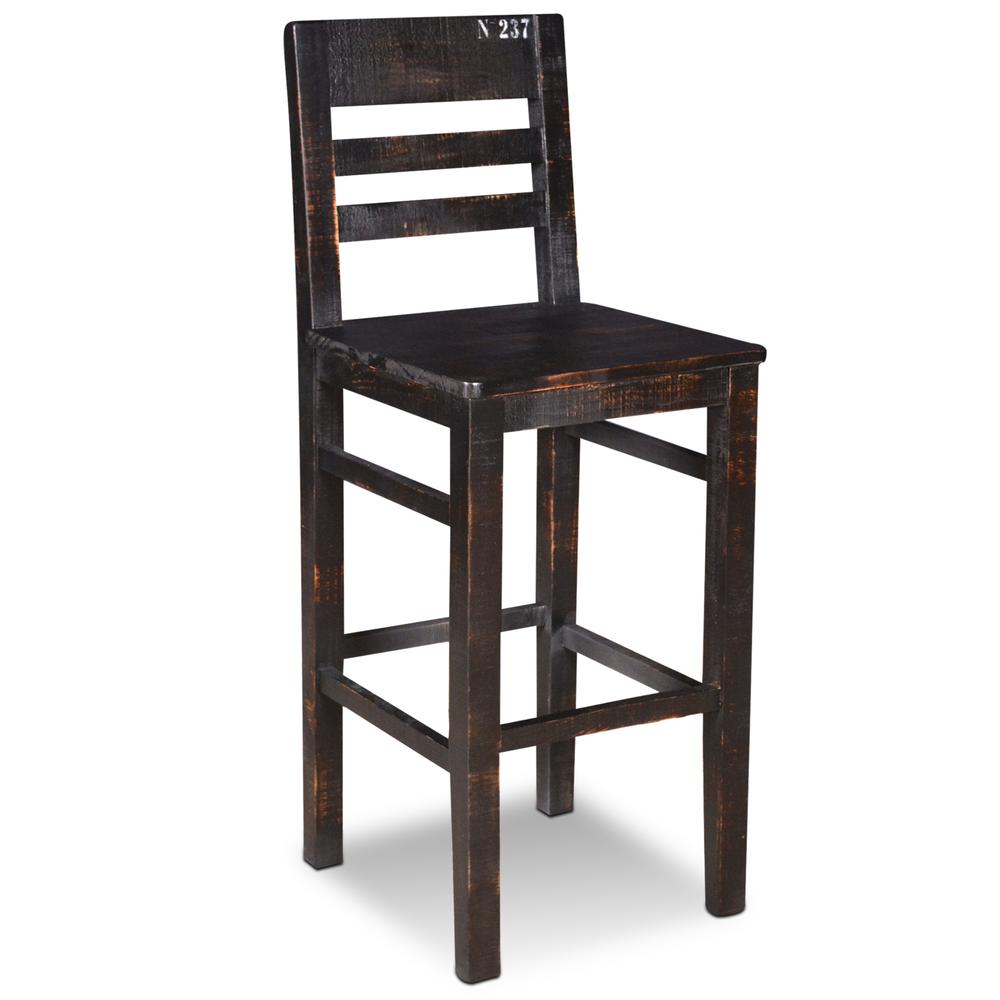Graphic 48 in. Distressed Black and White High Back Wood Frame 30 in. Bar Stool (Set of 2). Picture 1
