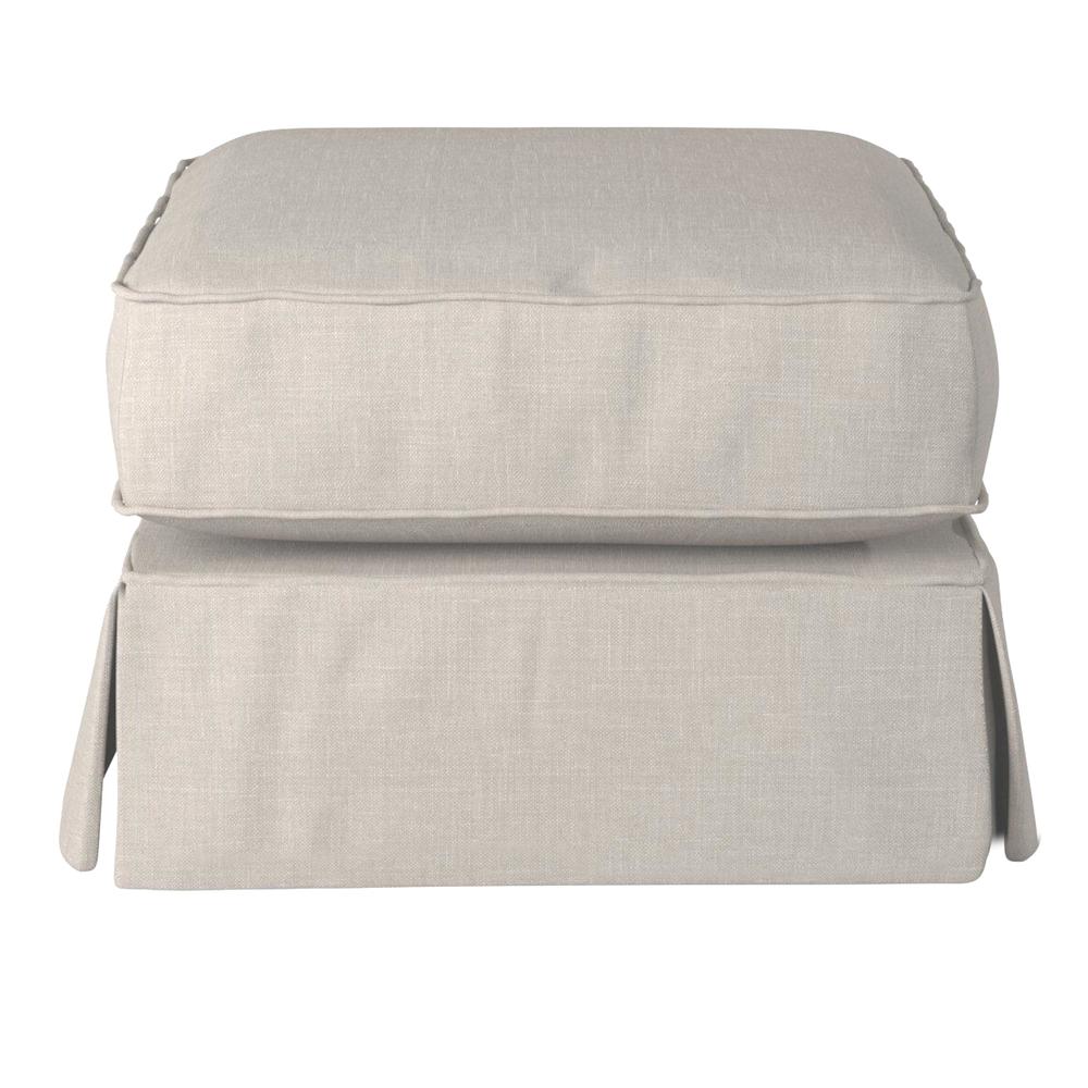 Americana Light Gray Upholstered Pillow Top Ottoman. Picture 3