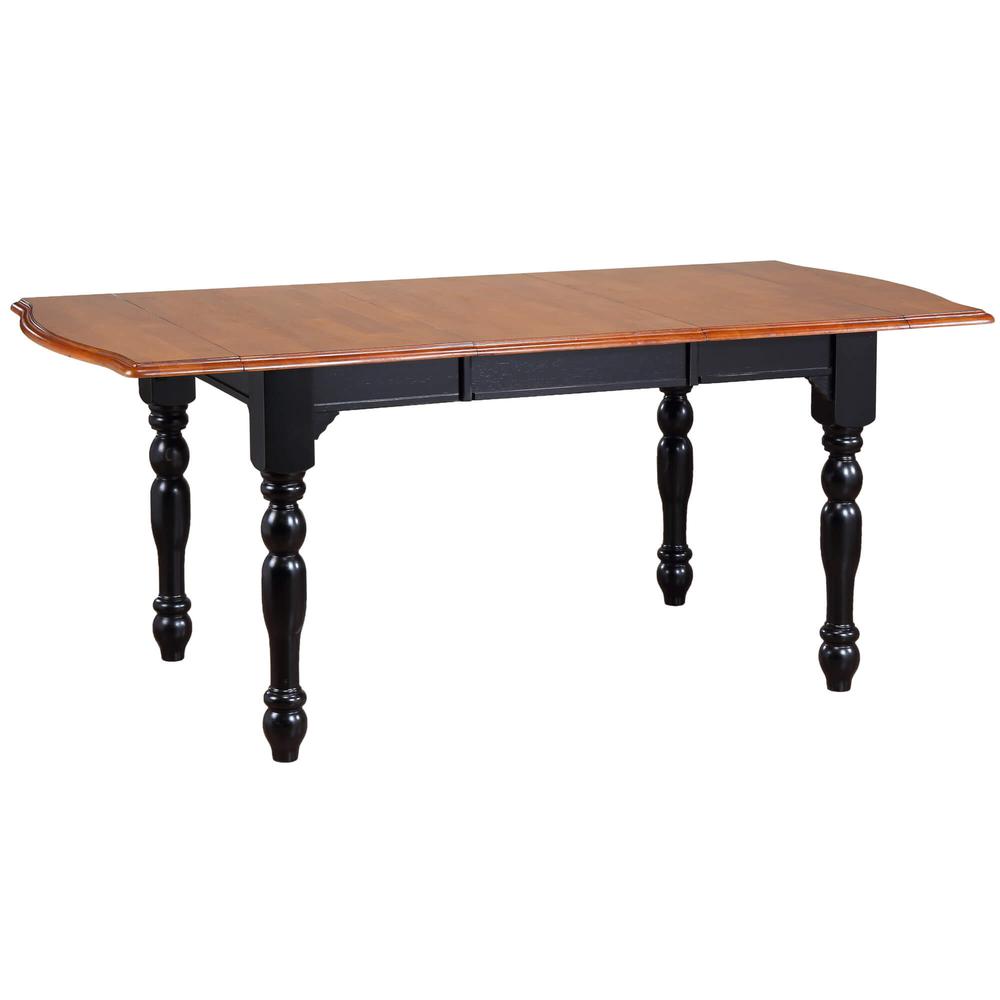 Oak Selections 36 in. Rectangle Distressed Antique Black with Cherry Wood Dining Table (Seats 8). Picture 1