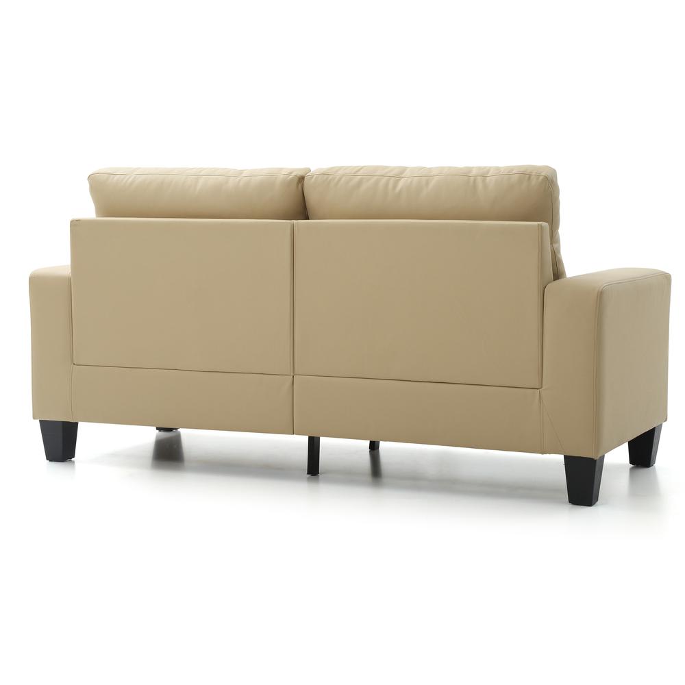 Newbury 71 in. W Flared Arm Faux Leather Straight Sofa in Beige. Picture 4
