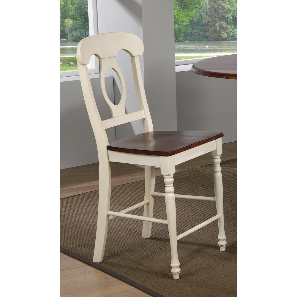 43 in. White with Chestnut Brown High Back Wood Frame 24 in. Bar Stool (Set of 2). Picture 6