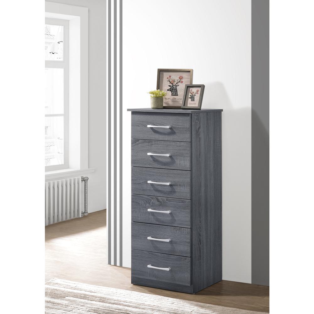 Boston Gray 6 Drawer Chest of Drawers (18 in L. X 16 in W. X 46 in H.). Picture 5