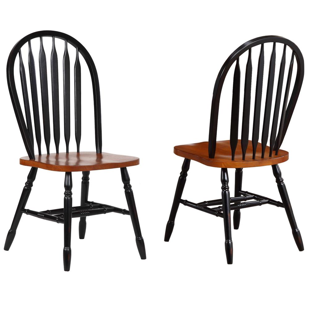 Andrews Malaysian Oak Wood Distressed Antique Black with Cherry Side Chair (Set of 2). Picture 1