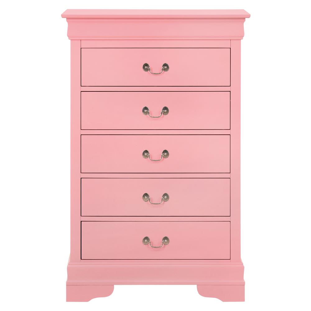 Louis Phillipe II Pink 5 Drawer Chest of Drawers (31 in L. X 16 in W. X 48 in H.). Picture 2
